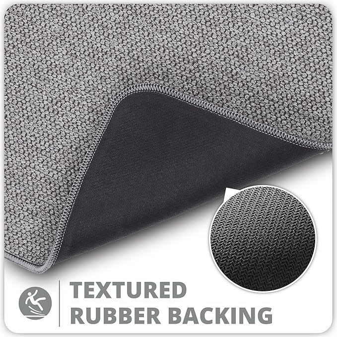 Bosap Bath Mat,Ultra Thin Bathroom Runner Rugs,Large Bath Mats for Bathroom,Quick Dry,Non-Slip,Machine Washable,Low Pile,Bath Rug,Shower Outside,Sink,Home Decor Accessories.Grey,3'x4'(36x48inch)
