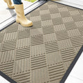 OLANLY Front Door Mat Outside Entrance 47x32, Absorbent, Heavy Duty Sturdy Natural Rubber Doormat Indoor Outdoor, Stain and Fade Resistant, Non-Slip Low Profile Floor Mat for Entryway, Beige Diamond
