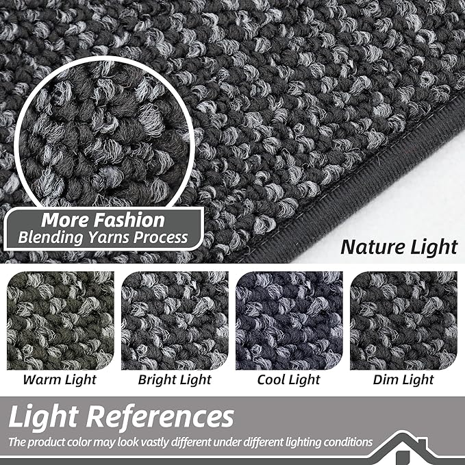 BEQHAUSE Dirt Trapper Door Mat 24" x 60", Non-Slip Washable Doormats Entrance Mat, Dirt Resistant and Absorbent Welcome Mat, Low Profile Floor Mats for Front Back Door and Entryway, Charcoal