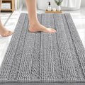 OLANLY Thick Bathroom Rugs 30x20, Extra Soft Absorbent Chenille Striped Bath Rugs, Rubber Backing, Machine Wash Dry, Bath Mats for Bathroom Floor, Tub and Shower, Home Decor Accessories, Light Grey