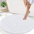Smiry Bathroom Rugs Mat Round 30x30, Soft Absorbent Chenille Bath Rugs, Non Slip Rubber Backing Machine Washable Quick Dry Bath Mats for Bathroom Floor, Tub, Shower, Home Accessories, White