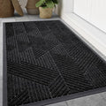 Smiry Front Door Mat Outside Entrance, Heavy Duty Sturdy Natural Rubber Doormat, Trap Dirt and Moisture, Easy Clean Low Profile Welcome Floor Mats for Indoor Outdoor Entry, 59x23 Inch, Black