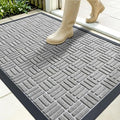 OLANLY Front Door Mat Outside Entrance 35x23, Absorbent, Heavy Duty Sturdy Natural Rubber Doormat Indoor Outdoor, Non-Slip, Stain and Fade Resistant, Low Profile Floor Mat for Entryway, Light Gray