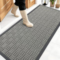 OLANLY Front Door Mat Outside Entrance 59x23, Absorbent, Heavy Duty Sturdy Natural Rubber Doormat Indoor Outdoor, Non-Slip, Stain and Fade Resistant, Low Profile Floor Mat for Entryway, Modern Gray