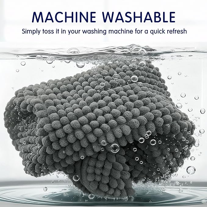 SUBRTEX Bathroom Rugs, 24" x 55" Chenille Bath Rug Soft Short Plush Bath Mat Soft Shower Mat Water Absorbent Shower Mat Quick Dry Machine Washable, Gray
