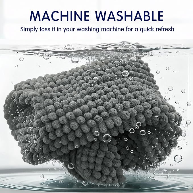 SUBRTEX Bathroom Rugs, 24" x 36" Chenille Bath Rug Soft Short Plush Bath Mat Soft Shower Mat Water Absorbent Shower Mat Quick Dry Machine Washable, Gray