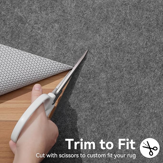 Songrey Non Slip Rug Pad Gripper 8x11 Ft, Thick Felt Fabric with Anti Skid Backing, Carpet Pad for Hardwood Floors, Keep Area Rugs in Place and Safe