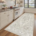 Madane Hallway Runner Rug 4x8 Wide: Washable Thin Runners for Hallways Entry, Non Slip Soft Vintage Kitchen Rugs Low Pile Carpet Runners for Living Room Bedroom Dining Room Foyer (Beige/Brown, 4x8)