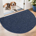 BEQHAUSE Dirt Trapper Door Mat 26" x 40" Half Circle Non-Slip Washable Doormats Entrance Rugs Absorbent Welcome Low Profile Floor Mats for Front Back Door and Entryway, Blue