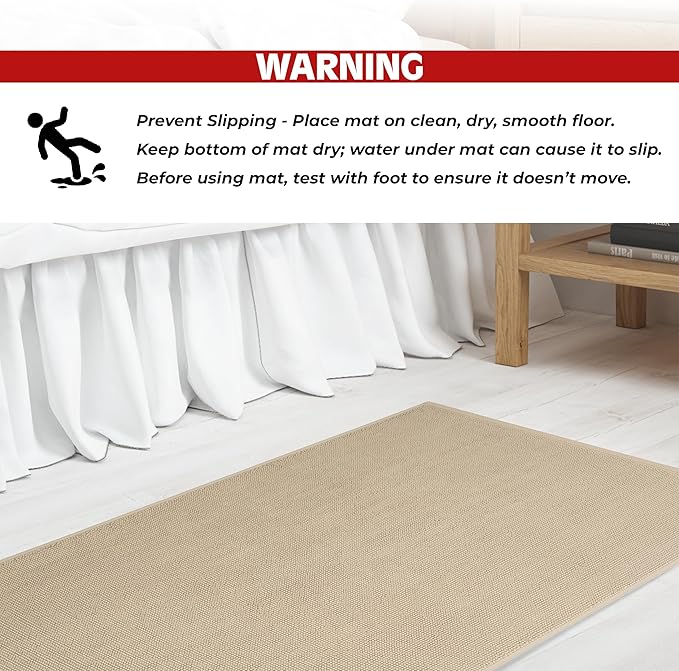 Cotton Paradise 100% Cotton Turkish Bathmat Rug, Soft Absorbent Quick Dry Non Slip, 20x34 Bathmat Rug, Beige