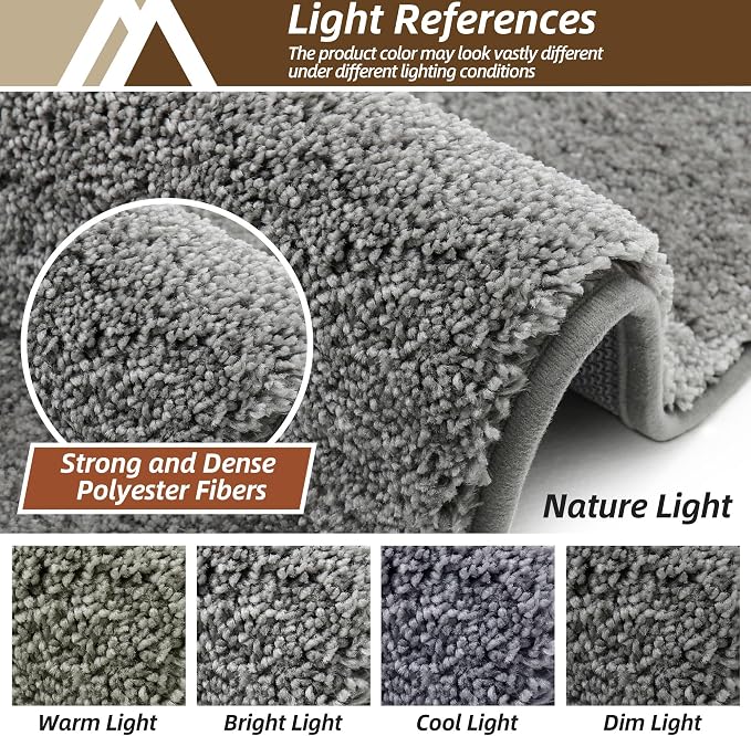 COSY HOMEER Bath Rugs for Bathroom Extra Thick - Anti-Slip Bath Mats Soft Plush Yarn Shaggy 100% Strong Mirco Polyeste Mat Living Room Bedroom Mat Floor Water Absorbent(Grey,20x32 - Inches)