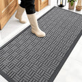 OLANLY Front Door Mat Outside Entrance 59x23, Absorbent, Heavy Duty Sturdy Natural Rubber Doormat Indoor Outdoor, Stain and Fade Resistant, Non-Slip Backing Low Profile Floor Mat for Entryway, Grey
