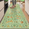 DUKINO 2x6 Rug for Hallway, Washable Kitchen Runner Rug with Non Slip Backing, Soft Low Pile Vintage Animal Runner for Bedroom, Kitchen, Hallway, Entryway, Laundry, Light Green