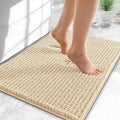 OLANLY Thick Small Bathroom Rugs 24x16, Extra Soft Absorbent Chenille Bath Rugs, Rubber Backing, Machine Wash Dry, Bath Mats for Bathroom Floor, Tub and Shower, Home Decor Accessories, Beige