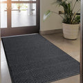 Durable Rubber Door Mat - Heavy Duty, Indoor/Outdoor, Easy Clean, Waterproof, Low-Profile Mat for Entry, Patio, Garage - Stylish (Charcoal, 8' x 4' (Mud Trapper))