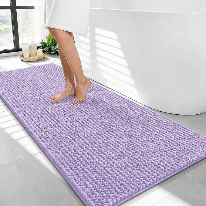 OLANLY Thick Bathroom Runner Rugs 44x24, Extra Soft Absorbent Chenille Bath Rugs, Rubber Backing, Machine Wash Dry, Long Bath Mats for Bathroom Floor, Tub and Shower, Home Decor Accessories, Lavender