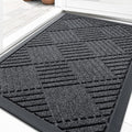 OLANLY Front Door Mat Outside Entrance 33x21, Absorbent, Heavy Duty Sturdy Natural Rubber Doormat Indoor Outdoor, Stain Fade Resistant, Non-Slip Low Profile Floor Mat for Entryway, Black Gray Diamond