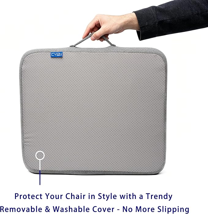 CYLEN Ifoam Memory Foam Layer Wheelchair Cushion - Seat Cushion for Wheelchair-Office Chair, Kitchen Chair-Pressure Sore and Tailbone Pain Relief-High Dense Polyfoam Base (Grey, 18×16×3 inch)