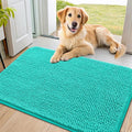 Smiry Dog Door Mat for Muddy Paws 36x24, Absorbent Dirt Trapper, Non-Slip Washable Chenille Entryway Rug for Inside Floor, Teal, Classic Solid