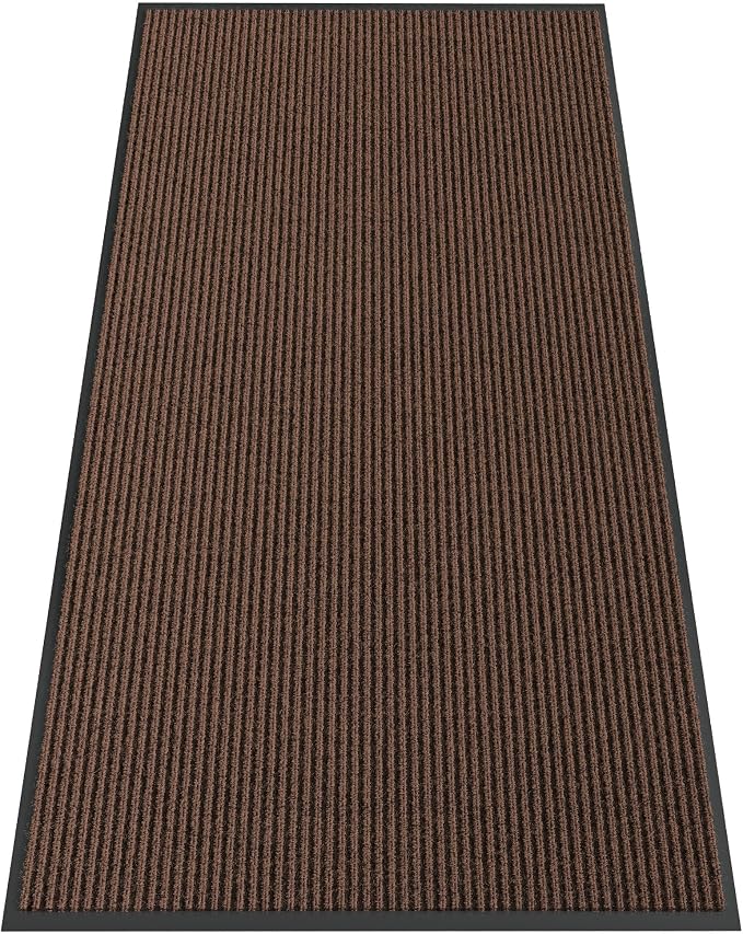 Indoor Outdoor Door Mat, 6' x 3' Doormat for Entryway, Rubber Backing Non Slip Front Door Mat Outside Entrance, Super Absorbent Commercial Floor Mat for Home Office, Brown