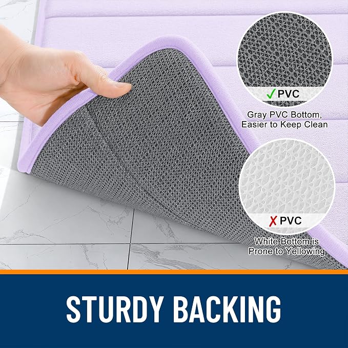 OLANLY Memory Foam Bath Mat 36x24, Super Soft Absorbent Bathroom Rugs, Quick Dry, Machine Washable Shower Floor Rugs, Bathmat Carpet, Bathroom Home Decor Accessories, Lavender