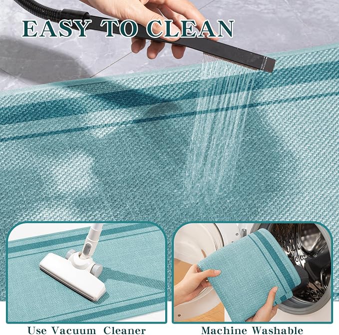 chakme Bathroom Rugs Mat 24x17, Ultra Thin Non Slip Bath Mat Small Quick Dry Absorbent Bath Mat for Bathroom Floor, (Light Blue, 24"x17")