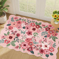 DUKINO 2x3 Entryway Rug, Floral Washable Indoor Door Mat with Non-Slip Backing, Soft Low Pile Small Front Door Throw Rugs for Entryway, Kitchen, Bedroom, Laundry, Bathroom,Pink