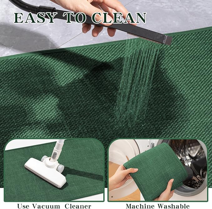 chakme Bathroom Rugs Mat 59x25, Ultra Thin Non Slip Bath Mat Large Quick Dry Absorbent Bath Mat for Bathroom Floor, (Green, 59"x25")