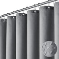 Dynamene Extra Long Fabric Shower Curtain - Waffle Weave 90 Inches Long Heavy Duty Cloth Shower Curtains for Bathroom, 256GSM Tall Hotel Luxury Bath Curtain Set with 12 Plastic Hooks,Grey/Gray