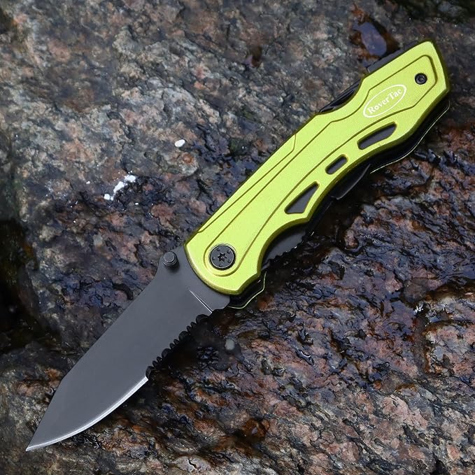 RoverTac 15-in-1 Pocket Multitool Knife - Folding Knife with Pliers, Bottle & Can Opener, Phillips Screwdriver + 9 Bits, Nylon Sheath - EDC Multi Tool for Camping, Hiking & DIY - Gifts for Men & Dad