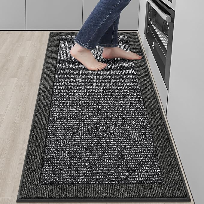 BEQHAUSE Kitchen Runner Rugs 24"x60", Kitchen Rugs Non-Slip Kitchen Mats for Floor, Absorbent and Stain Resistant Kitchen Mats, Machine Washable Rug for Kitchen, Hallway, Laundry & Sink, Charcoal