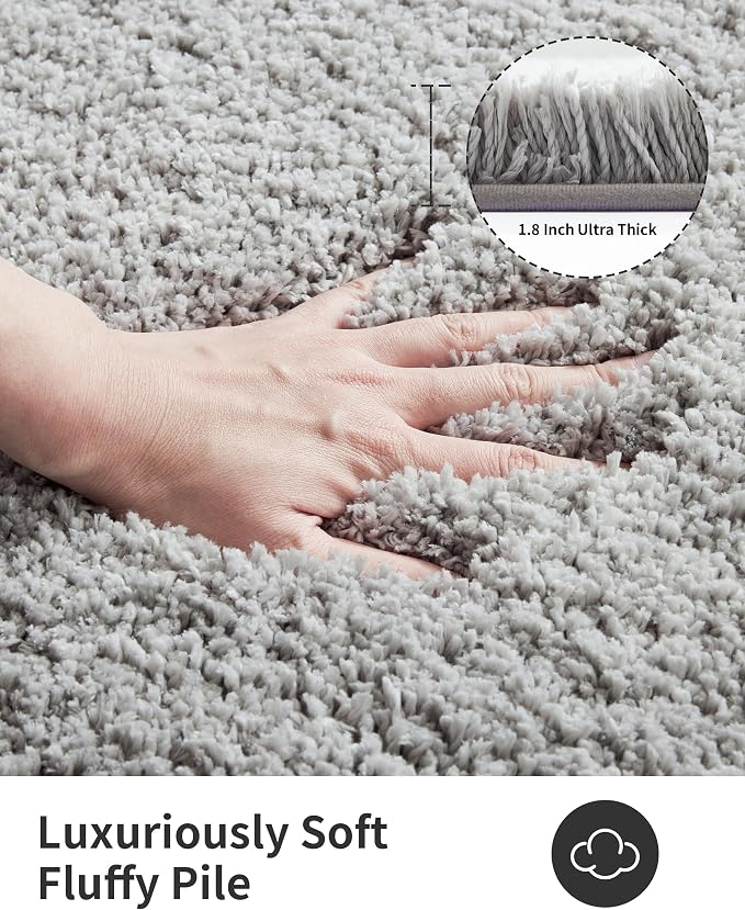 ILANGO Grey Bathroom Rugs 24" × 17" Small Non Slip & Super Absorbent Extra Thick Soft, Washable Bath Mat for Floor, Microfiber Plush Shaggy Bath Rug with Rubber for Bathtub Shower Room Sink