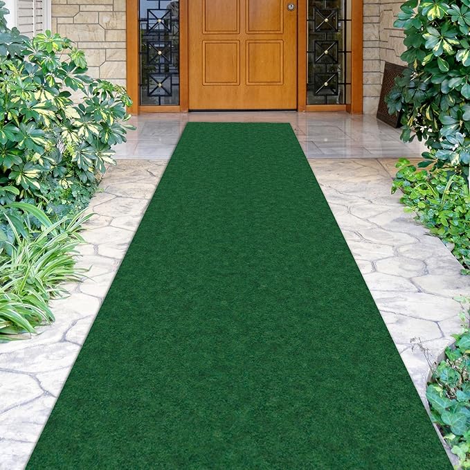 Ottomanson 2'7" x 20' Hallway Runner - Extra Durable Non-Slip Rug Mat for Indoor & Outdoor Use - Ideal for Kitchen, Entryway & Garage - High-Traffic Carpet, Green
