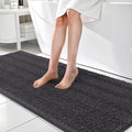 OLANLY Thick Bathroom Runner Rugs 70x24, Absorbent Chenille Striped Bath Rugs, Rubber Backing, Machine Wash, Extra Long Bath Mats for Bathroom Floor, Tub and Shower, Home Decor Accessories, Dark Grey
