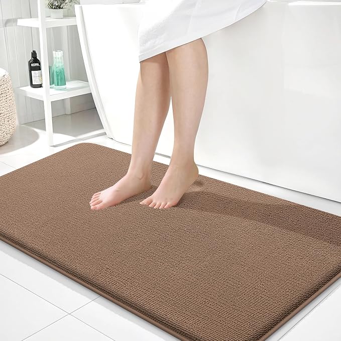 OLANLY Thick Memory Foam Bathroom Runner Rugs 44x24, Extra Soft Absorbent Long Bath Rug, Quick Dry Bath Mats, Non-Slip, Machine Washable Mat for Bathroom, Tub and Shower, Home Decor Accessories, Mocha