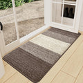 Kitinjoy Indoor Outdoor Door Mat, 59x24 Non-Slip Absorbent Dirt Trapper, Low-Profile Washable Inside Entrance Front Floor Mat, Sturdy Soft Entry Doormats for Entryway, Light Brown