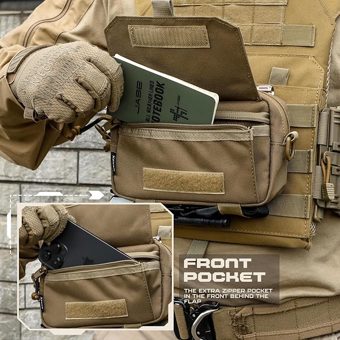 WYNEX Tactical Molle Admin Pouch,Tactical EDC Bag Utility Laser Cut EDC Tool Pouch Bag Annexes with American Flag