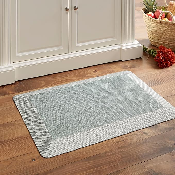 MARTHA STEWART Mira Modern Heathered Solid Anti-Fatigue Air-Infused Kitchen Mat, Mint Green, 19.6"x32"