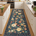 DUKINO 3x8 Runner Rug, Washable Rug for Kitchen with Non Slip Backing, Soft Non Shedding & Low Pile Design Long Floor Carpet Runner for Hallway, Bathroom, Entryway, Laundry, Navy Blue