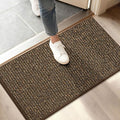 BEQHAUSE Dirt Trapper Door Mat 17" x 30", Non-Slip Doormats (Rolled-Up NO Creases) Washable Entryway Rugs, Dirt Resist and Absorbent Welcome Mat, Low Profile Floor Mats for Front Back Door, Brown