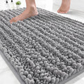 Yimobra Bathroom Rugs Non-Slip Washable – Extra Soft & Absorbent Chenille Bath Mat, Quick-Dry Plush Shaggy Floor & Vanity Bath Rugs for Tub & Shower, Modern Home Decor Accessories, 24 x 17, Grey