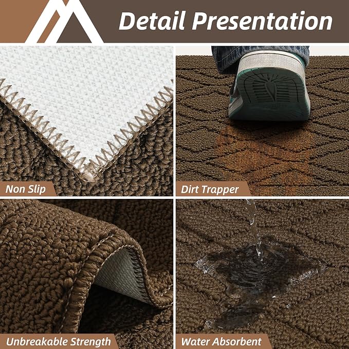 COSY HOMEER-Kitchen-Rugs-and-Mats 20"x32" Non Slip Kitchen Mats for Floor Absorbent Kitchen Rug Washable Kitchen Standing Floor Mat for Sink Mat,Throw Rug,Entry,Laundry,Brown
