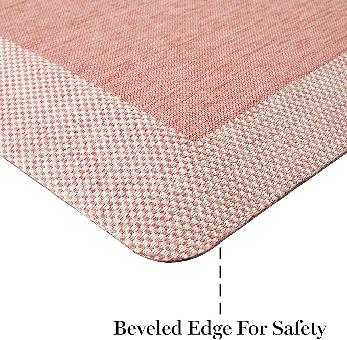 MARTHA STEWART Mira Modern Heathered Solid Anti-Fatigue Air-Infused Kitchen Mat, Spice Red, 19.6"x32"
