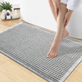 Smiry Waffle Bath Mat 30x18, Extra Soft Absorbent Bathroom Rugs, Non Slip Machine Washable Quick Dry Bath Rugs for Bathroom Floor, Tub, Shower, Home Decor Accessories, Lightgrey & Cream