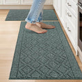 COSY HOMEER Kitchen Rugs Sets 2PCS,Non-Slip Washable Kitchen Mats for Floor,Absorbent and Stain Resistant Kitchen Runner Rugs for Kitchen Sink Laundry Entryway,20"x30"+20"x48",Heather Green
