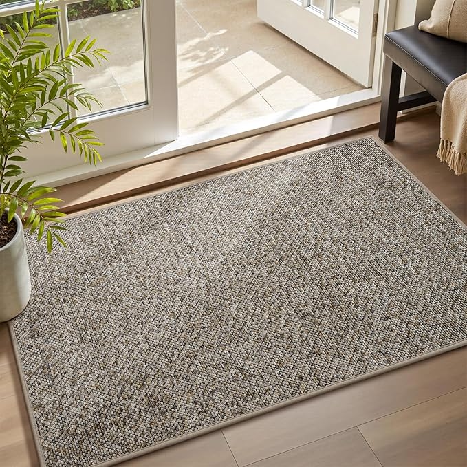 MontVoo Door Mat Indoor Entrance Doormat, Absorbent Durable Rubber Non Slip Front Door Mat for Inside Entry Entryway Dirt Trapper Welcome Mat, Grey Brown 17''x30''