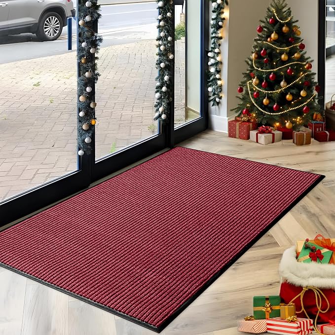 MaxMat® Extra Large Commercial Door Mat, Rubber Border Heavy Duty Door Mat, Waterproof, Low-Profile, Easy to Clean, Rubber Entry Mat. (Red, 3 x 5 Feet)