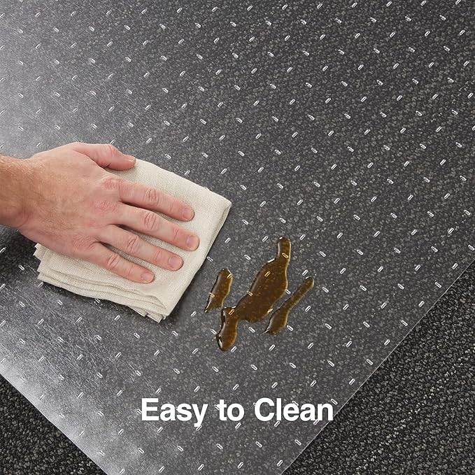 Staples Office Chair Mat, Clear Floor Mats with Lip, Flat-Pile Carpets, Extended Under-Desk Coverage, 35.5" x 47.5 Inch, Smooth Glide