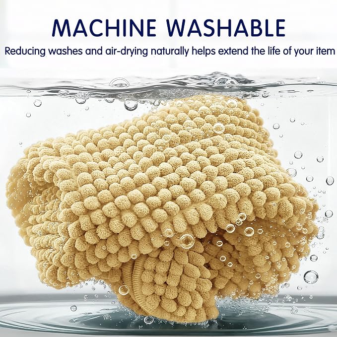 SUBRTEX Bathroom Rugs Chenille Bath Rug, Soft Short Plush Bath Mat, Water Absorbent Shower Mat, Quick Dry Machine Washable(Yellow, 18" x 24")