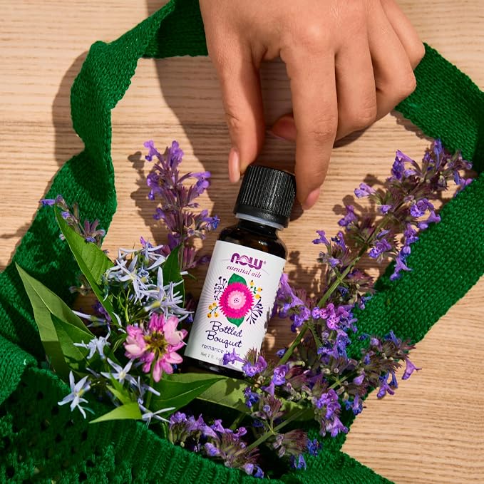NOW Essential Oils, Bottled Bouquet Oil Blend, Floral Aromatherapy Scent, Blend of Pure Essential Oils, Vegan, Child Resistant Cap, 1-Ounce